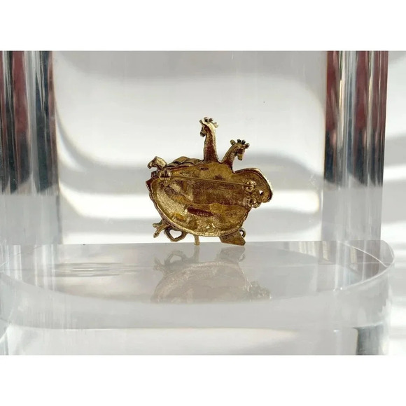 Noah's Ark Vintage Gold T Avon Brooch w/ Giraffes, Elephants, Zebras & Monkeys - Picture 3 of 10